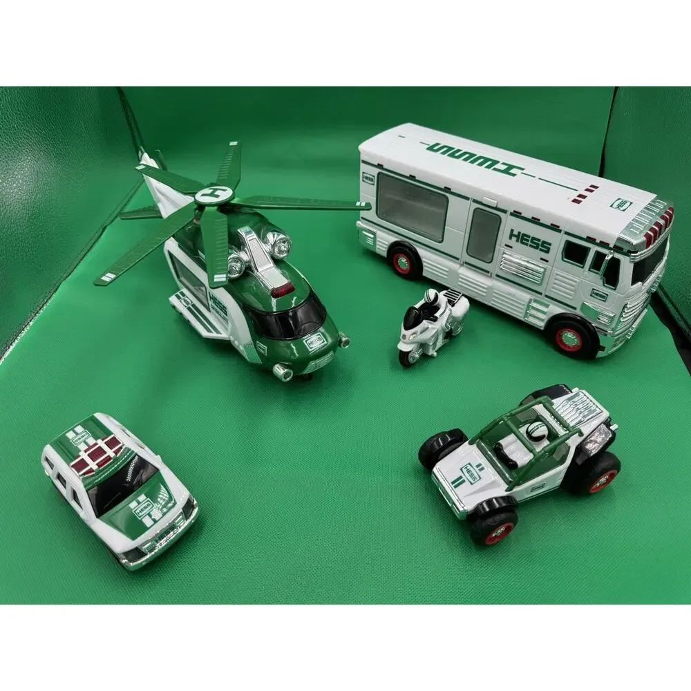 Vintage Hess Toy Lot 1998 Recreation Van RV Helicopter SUV Dune Buggy Motorcycle